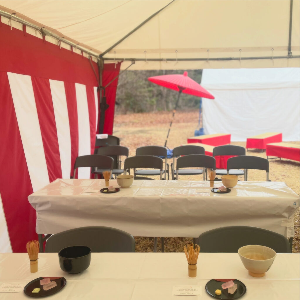 深大寺城址での抹茶体験